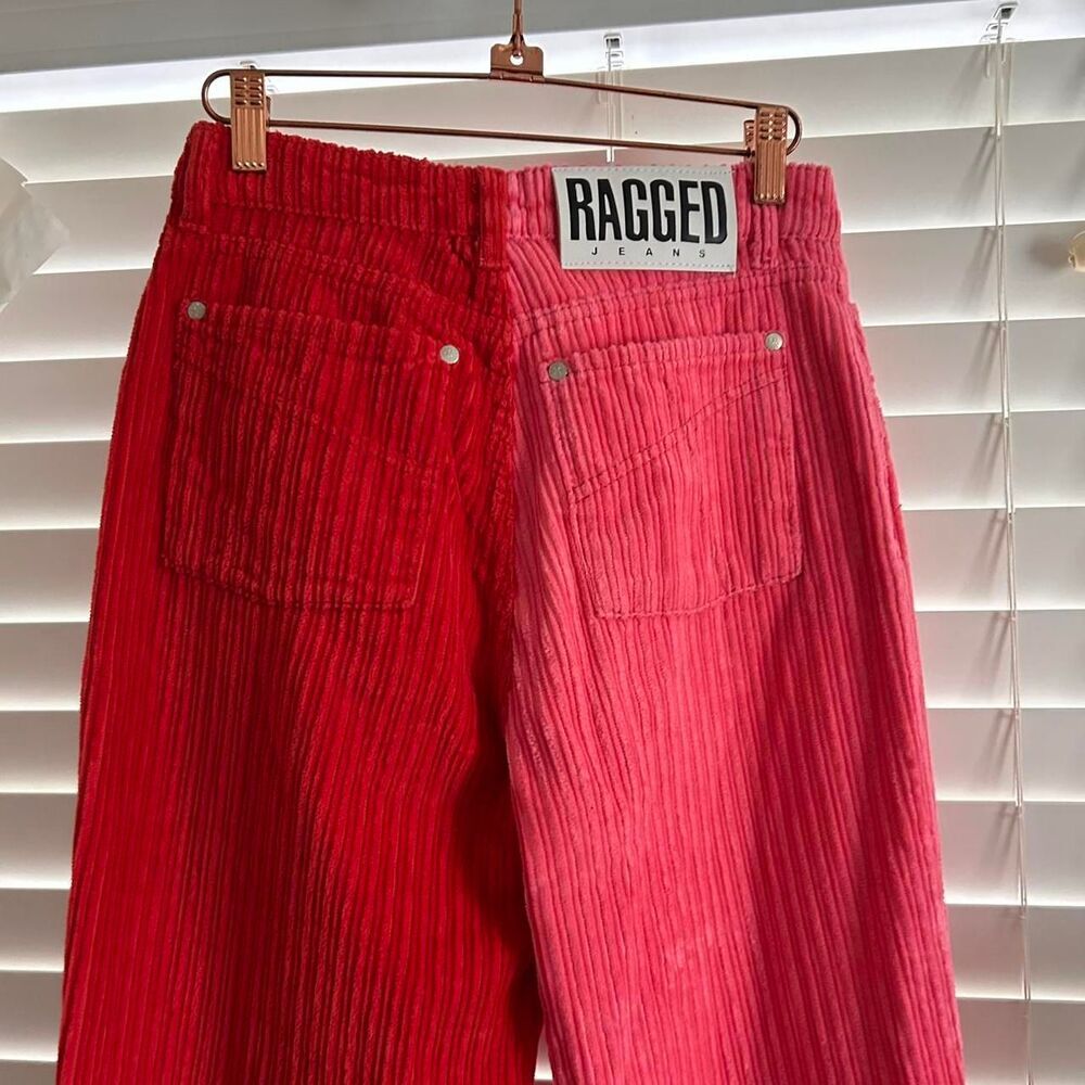 free people x Ragged Priest Jumbo Cord Split Color pink red jeans size 26 - Picture 4 of 4